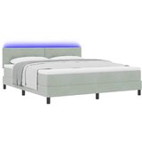  LED Box Spring Krevet Svijetlo siva 180 x 200 cm Baršun | shoptok.hr