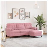 vidaXL Trosjed s tabureom ružičasti 180 cm baršunasti | shoptok.hr