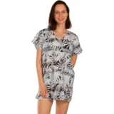 Kaftan za plažu Leaf belo-crni