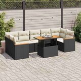 vidaXL 7-dijelni set vrtnih sofa od poliratana s jastucima crni bagrem | shoptok.hr