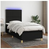  Krevet box spring s madracem LED crni 90x200 cm od tkanine | shoptok.hr