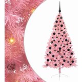 vidaXL Umjetno predsvijetljeno božićno drvce Ružičasta 180 cm PVC | shoptok.hr