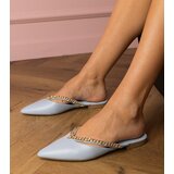 Gemre Gerita blue elegant flip-flops decorated with a chain | Shoptok.si