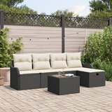 vidaXL 6-delni vrtni kavč s blazinami črni poly rattan | Shoptok.si