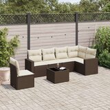 vidaXL 7-dijelni set vrtnih sofa od poliratana s jastucima smeđi | shoptok.hr