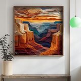 Wallxpert uramljena mdf slika DOS068-50, slojeviti kanjon u toplim tonovima pri zalasku sunca, 50 x 50 cm | Eponuda.com