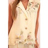 Kesi Włoski Women's set with viscose vest and pants in floral yellow | Shoptok.si