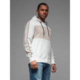 Ombre Men's cotton hoodie with contrasting elements - white | ePonuda.com