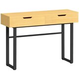  Konzolni stolić uski stolić za hodnik s 2 ladice metalni okvir za hodnik 110 x 35 x 76 5 cm prirodna završna obrada u
