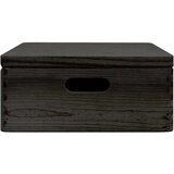 vidaXL Lesena škatla s pokrovom in ročaji črna 40x30x13 cm borovina | Shoptok.si