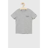 Calvin Klein Jeans Otroški bombažen t-shirt siva barva