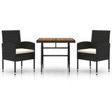 3-dijelni vanjski blagovaonski set od poliratana crni | shoptok.hr