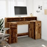  Radni stol s LED svjetlima boja staro drvo 140x55x91 cm drveni | shoptok.hr