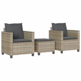 vidaXL 3-dijelni bistro set s jastucima svjetlosivi od poliratana | shoptok.hr