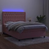  box spring s madracem LED ružičasti 140x190cm baršunasti | shoptok.hr