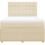 vidaXL Box spring postelja z vzmetnico krem 140x200 cm blago | Shoptok.si