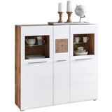Hom`in VISOKA KOMODA, bela, barve hrasta | Shoptok.si