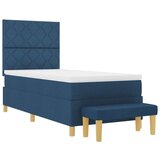 vidaXL Krevet s podnicom s madracem i klupom Plava 90x200 cm Tkanina | shoptok.hr