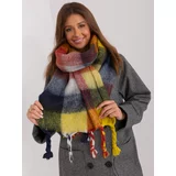 Fashion Hunters Yellow and navy blue women's fringed scarf
