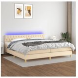  Krevet box spring s madracem LED krem 200x200 cm od tkanine | shoptok.hr