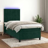  box spring s madracem LED tamnozeleni 90x190 cm baršun | shoptok.hr
