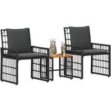  Set vanjskog namještaja s jastukom 3 pcs Crna i tamno siva - Crna i tamno siva 2x pojedinačna stolica +1x mali stol | shoptok.hr