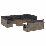  The Living Store Vrtna sedežna garnitura 14-delna z blazinami siv poli ratan - Vrtna Sedežna Garniture, (21463714) | Shoptok.si