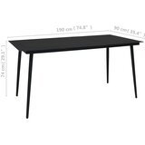 Vrtni blagovaonski stol crni 190 x 90 x 74 cm čelik i staklo | shoptok.hr