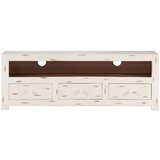 Maison Chic TV omarica - TV stojalo - Televizijska omarica trden akacijev les 110x30x40 cm bela, (21702019) | Shoptok.si