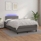 The Living Store Box spring postelja z vzmetnico LED siva 120x200cm umetno usnje - Box Spring Postelja, (21517942) Cene