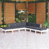 Maison Chic Seti vrtnega pohištva - Vrtna garnitura - Vrtni pohištvo set 7-delna z blazinami bela borovina, (21805345) | Shoptok.si
