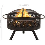  Rustična posuda za vatru sa žaračem 76 cm XXL čelična | shoptok.hr