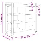  Kuhinjska kolica MONZA 84 x 40 x 88,5 cm od masivne borovine | shoptok.hr