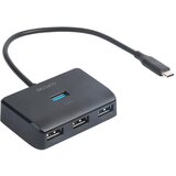 Deltaco USB-C hub s 4 vrati, 5 Gbit/s, dodatni vhod za napajanje, črna | Shoptok.si