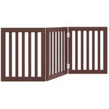  Vrata za pse s 3 panela sklopiva smeđa 150 cm od drva topole | shoptok.hr