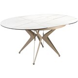 Angel Cerdá Podaljšana jedilna miza okrogla porcelanski marmor in jeklo v barvi šampanjca, (21250554) Cene