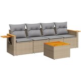 Maison Chic Seti vrtnega pohištva - Vrtna garnitura - Vrtni pohištvo set 5-delna z blazinami bež poli ratan, (21819941) | Shoptok.si