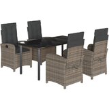vidaXL Vrtna jedilna garnitura 5-delna z blazinami siv poli ratan, (21034552) | Shoptok.si