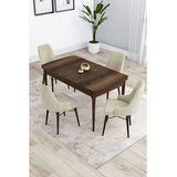 Hanah home trpezarijski set Kar, sto na razvlačenje i 4 stolice, ploča u dekoru drveta Baroque, krem tkanina Babyface | Eponuda.com