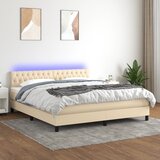 vidaXL Krevet box spring s madracem LED krem 160x200 cm od tkanine Cijene