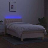  Box spring postelja z vzmetnico LED krem 90x200 cm blago, (20723662) | Shoptok.si