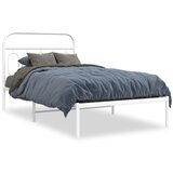The Living Store Kovinski posteljni okvir z vzglavjem bel 107x203 cm - Posteljni Okvir, (21523753) | Shoptok.si
