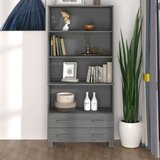  Visoka komoda HAMAR od masivne borovine tamnosiva | shoptok.hr