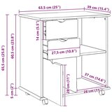  Gležnji kabinet Bela 63,5 x 39 x 65,5 cm Masivno borovo les, (5000232549) | Shoptok.si