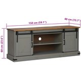 TV ormarić HALDEN 2 klizna vrata sivi 150x40x60 cm puno drvo | shoptok.hr