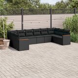 vidaXL 10-dijelni set vrtnih sofa s jastucima crni od poliratana | shoptok.hr
