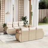 Maison Chic Seti vrtnega pohištva - Vrtna garnitura - Vrtni pohištvo set 7-delna z blazinami bež poli ratan, (21806490) | Shoptok.si