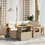  5-dijelni vrtni set sofa s jastucima bež od poliratana | shoptok.hr