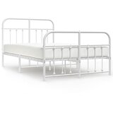 Maison Chic Kovinski Posteljni okvir - Dvoposteljna postelja - Zakonska postelja z vzglavjem in vznožjem bel 120x190 cm, (21697496) | Shoptok.si