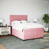 vidaXL Box spring postelja z vzmetnico roza 140x190 cm žamet | Shoptok.si